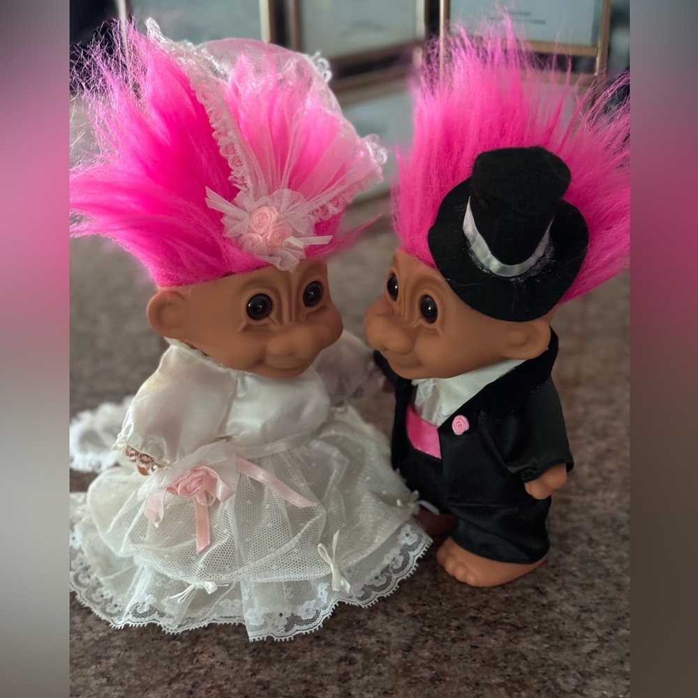 Vintage Large Bride & Groom Russ Troll Doll